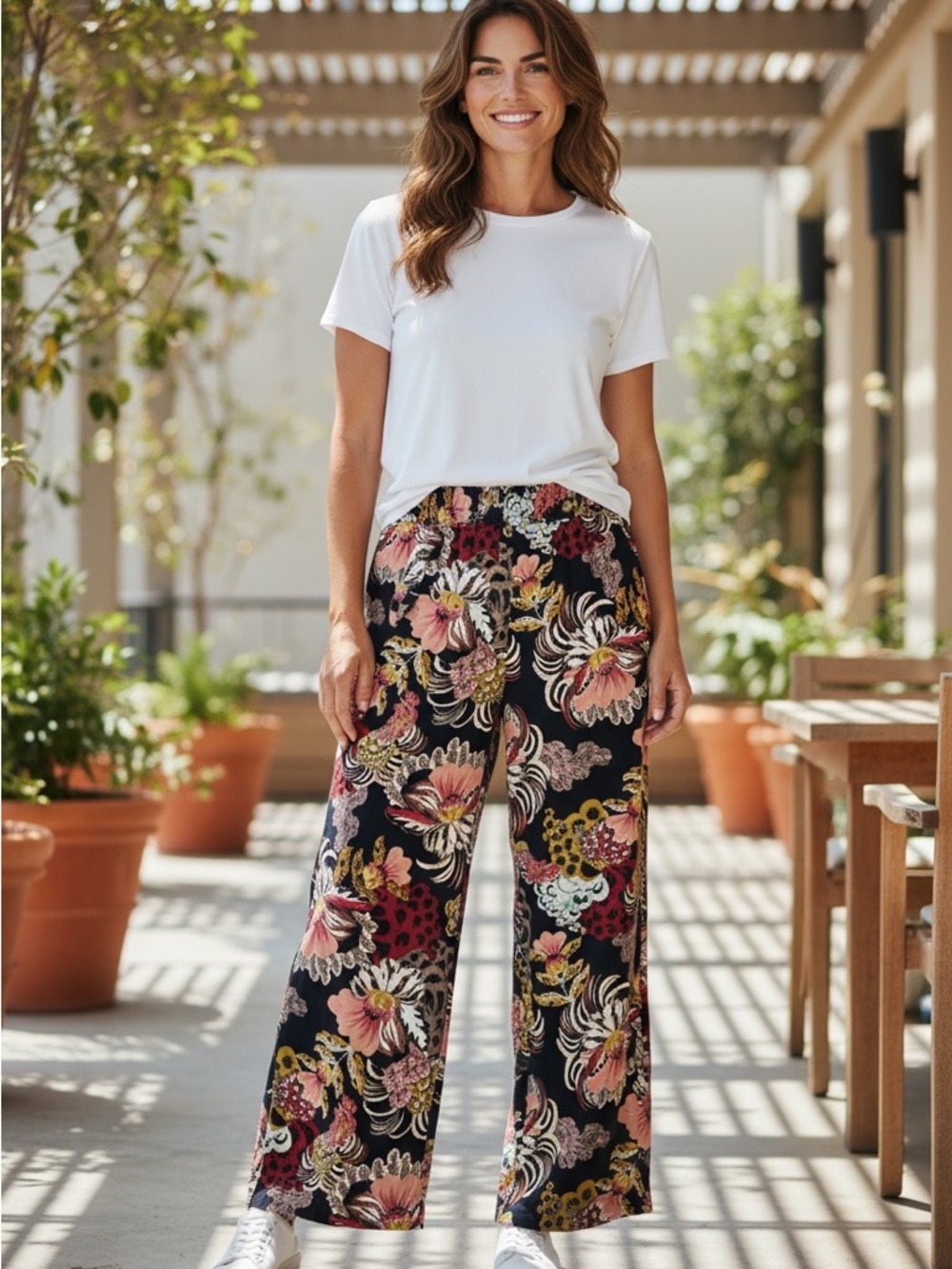 Floral Wide-Leg Pants